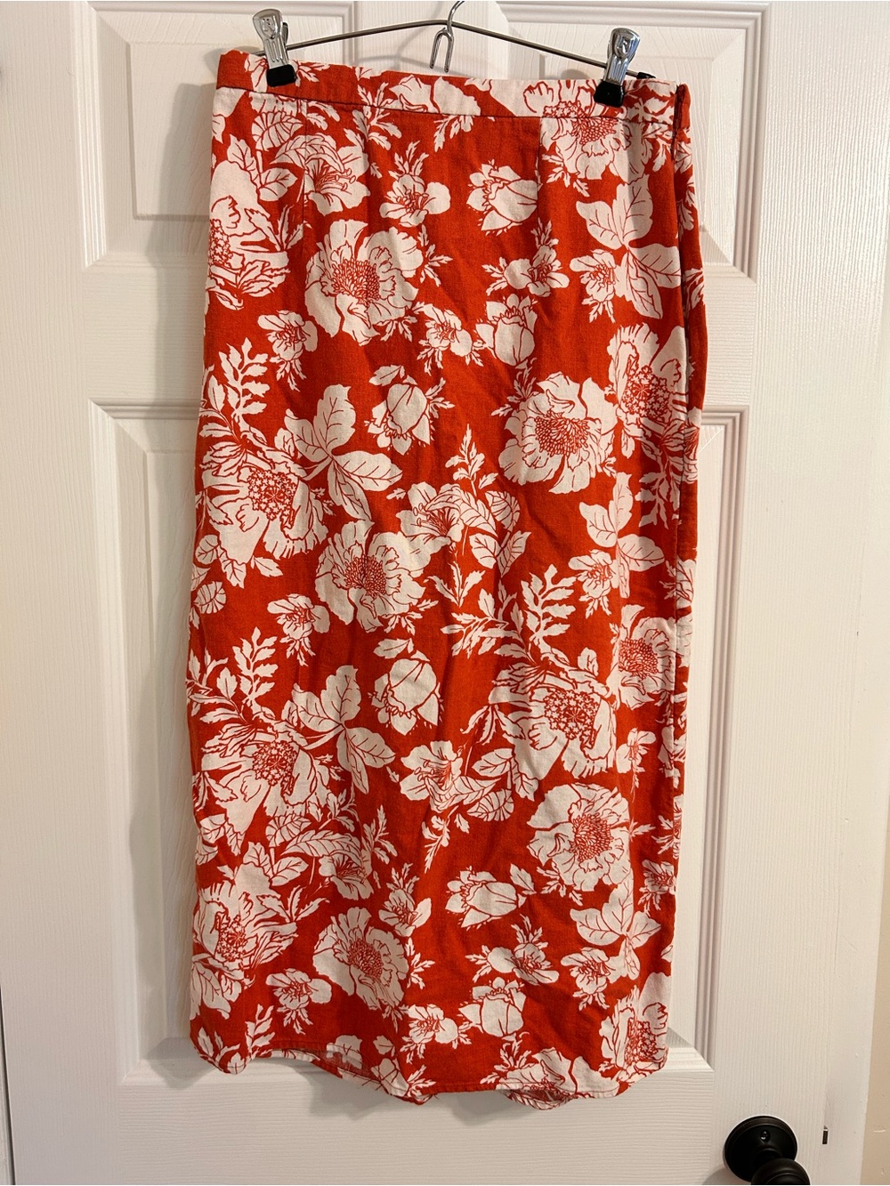 Old Navy Coral & Cream Floral Midi Skirt